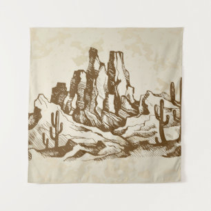 Met de hand getrokken schets. Typische landschapsw Wandkleed