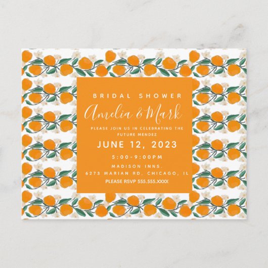 Met de hand getrokken Sinaasappel Botanisch Abstra Briefkaart (Voorkant)