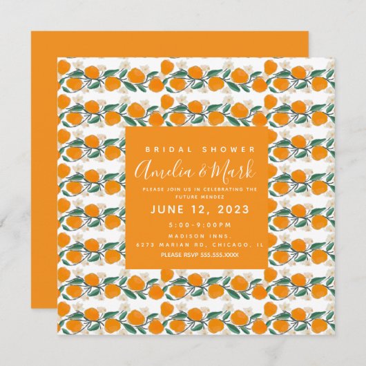 Met de hand getrokken Sinaasappel Botanisch Abstra Kaart (Voorkant / Achterkant)