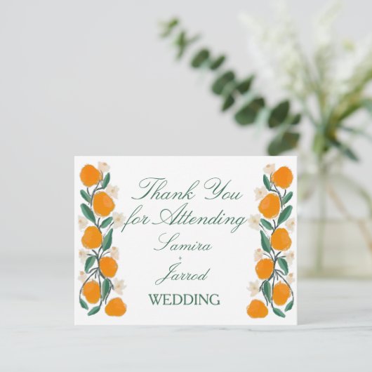 Met de hand getrokken Sinaasappel Botanische Abstr Briefkaart (Staand voorkant)