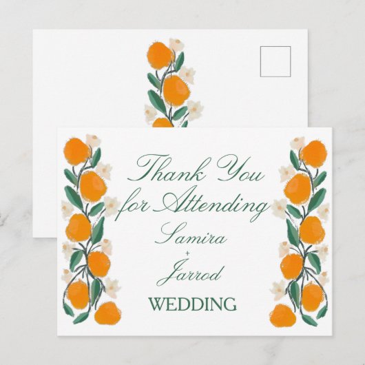 Met de hand getrokken Sinaasappel Botanische Abstr Briefkaart (Voorkant / Achterkant)