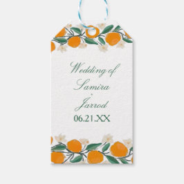 Met de hand getrokken Sinaasappel Botanische Abstr Cadeaulabel