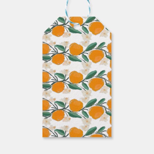 Met de hand getrokken Sinaasappel Botanische Abstr Cadeaulabel (Achterkant)