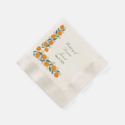 Met de hand getrokken Sinaasappel Botanische Abstr Servet (Hoek)