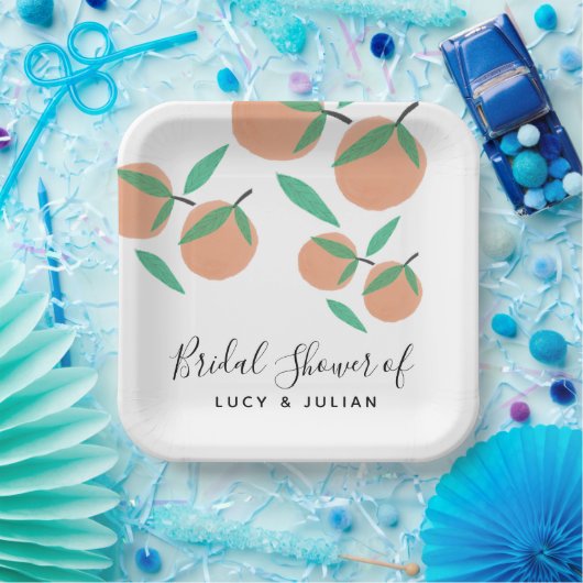 Met de hand getrokken Sinaasappels Botanisch Citru Papieren Bordje (Feest)