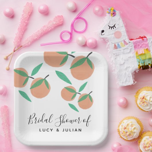 Met de hand getrokken Sinaasappels Botanisch Citru Papieren Bordje (Feest)