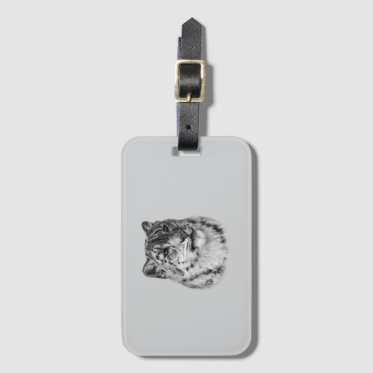 met de hand getrokken sneeuwluipaard bagagelabel (Voorkant (verticaal))