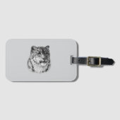 met de hand getrokken sneeuwluipaard bagagelabel (Voorkant (horizontaal))