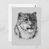 met de hand getrokken sneeuwluipaard briefkaart (Voorkant / Achterkant)