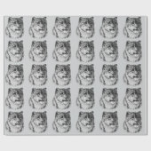 met de hand getrokken sneeuwluipaard cadeaupapier (Vlak)