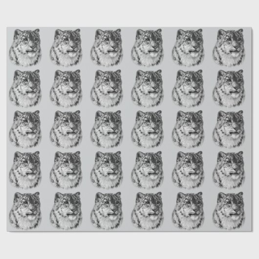 met de hand getrokken sneeuwluipaard cadeaupapier (Vlak)