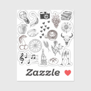 Met de hand getrokken stickers