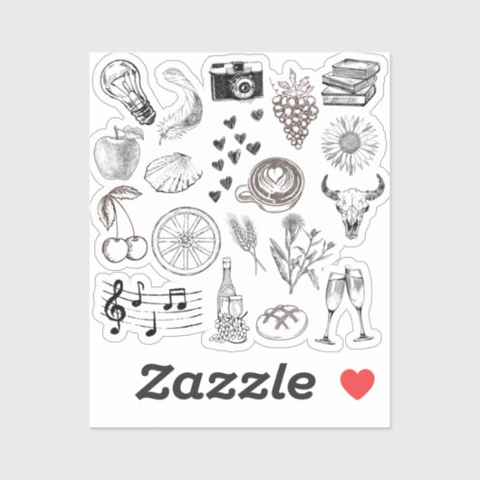 Met de hand getrokken stickers (Vel)
