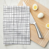 Met de hand getrokken strips zwart-wit theedoek (Quarter Fold)