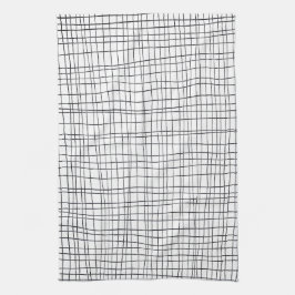 Met de hand getrokken strips zwart-wit theedoek