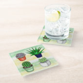 Met de hand getrokken Succulenten Glazen Onderzetter (Schuin)