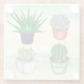 Met de hand getrokken Succulenten Glazen Onderzetter (Achterkant)