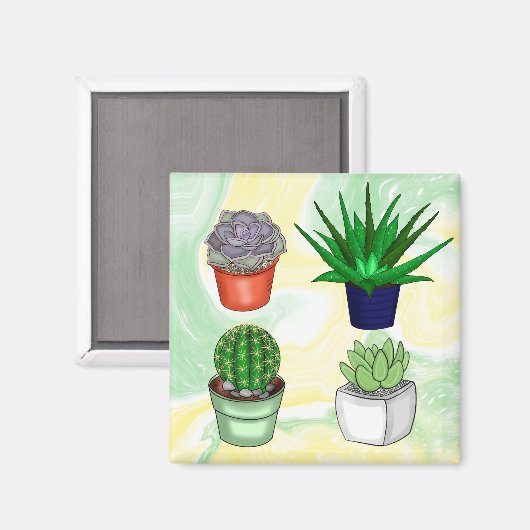 Met de hand getrokken Succulenten Magneet (Voorkant / Achterkant)