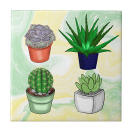 Met de hand getrokken Succulenten Tegeltje