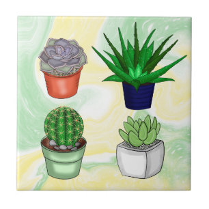 Met de hand getrokken Succulenten Tegeltje