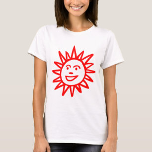 Met de hand getrokken Sun Motif - Red T-shirt