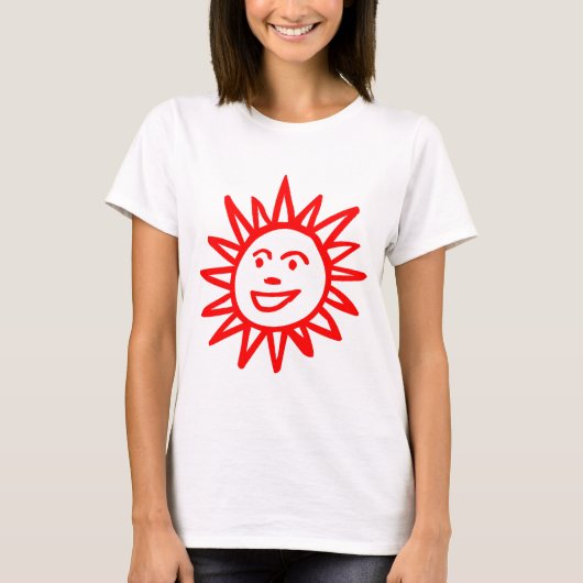 Met de hand getrokken Sun Motif - Red T-shirt (Voorkant)
