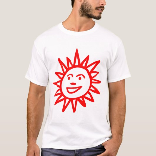 Met de hand getrokken Sun Motif - Red T-shirt (Voorkant)