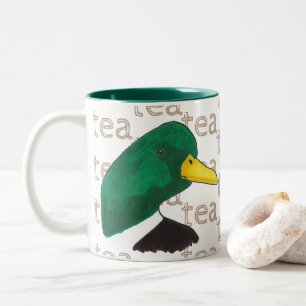 Met de hand getrokken tea Coffee Mallard Duck Tweekleurige Koffiemok