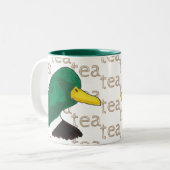 Met de hand getrokken tea Coffee Mallard Duck Tweekleurige Koffiemok (Voorkant links)