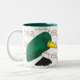 Met de hand getrokken tea Coffee Mallard Duck Tweekleurige Koffiemok