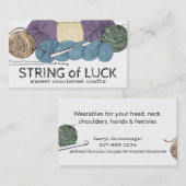 Met de hand getrokken twistgaren hank skein haakha visitekaartje (Voorkant / Achterkant)