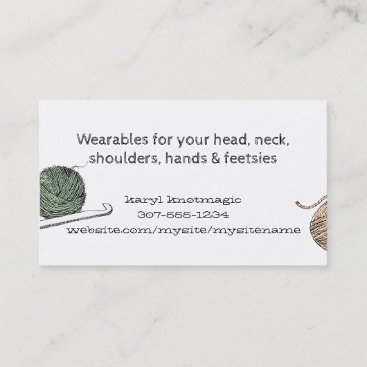 Met de hand getrokken twistgaren hank skein haakha visitekaartje (Achterkant)
