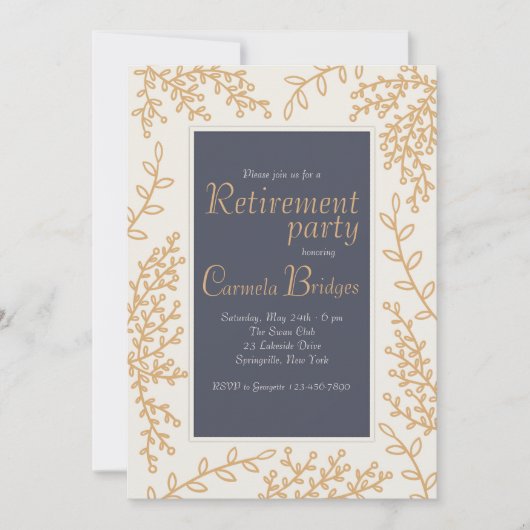 Met de hand getrokken Uitnodiging van de Bladeren (Voorkant)