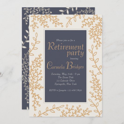 Met de hand getrokken Uitnodiging van de Bladeren (Voorkant / Achterkant)