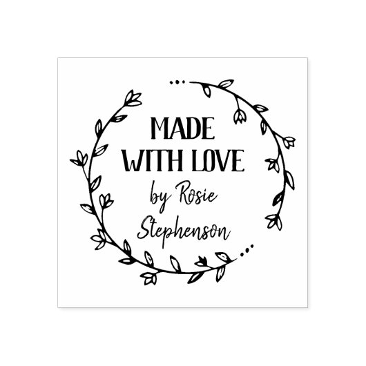 Met de hand getrokken ventilator, met liefde gemaa rubberstempel (Afrduk)