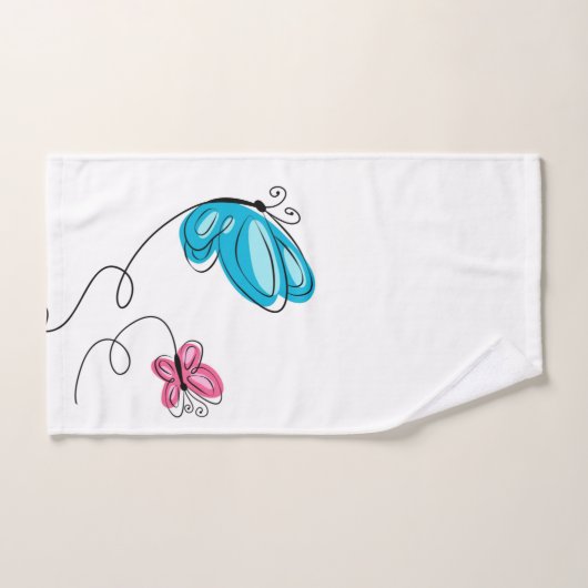 met de hand getrokken vlinder bad handdoek (Handdoek)