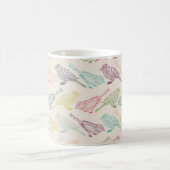 Met de hand getrokken vogelketches van verschillen koffiemok (Center)