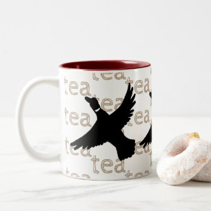 Met de hand getrokken vogeltea Duck Tweekleurige Koffiemok