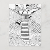 Met de hand getrokken vuurtoren briefkaart (Voorkant)