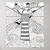 Met de hand getrokken vuurtoren Doodle 2 Poster (Voorkant)