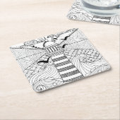 Met de hand getrokken vuurtoren kartonnen onderzetters (Schuin)