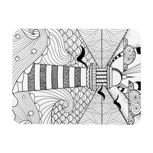 Met de hand getrokken vuurtoren magneet (Horizontaal)