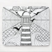 Met de hand getrokken vuurtoren muismat (Voorkant)