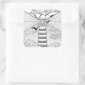 Met de hand getrokken vuurtoren vierkante sticker (Tas)