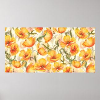 Met de hand getrokken waterverf floraal naadloos p poster