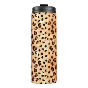Met de hand getrokken waterverf luipaard. Exotisch Thermosbeker