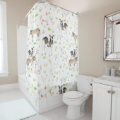 Met de hand getrokken waterverven dieren op het bo douchegordijn (In situ)