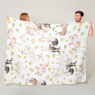 Met de hand getrokken waterverven dieren op het bo fleece deken