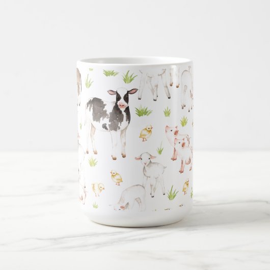 Met de hand getrokken waterverven dieren op het bo koffiemok (Center)