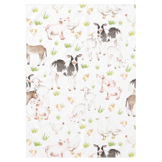 Met de hand getrokken waterverven dieren op het bo tafelkleed (Voorkant)